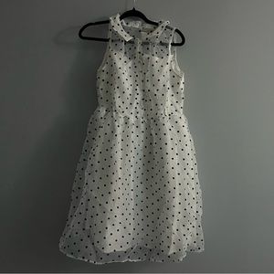 GYK collar shirt dress shear top white with black polka dot size xl